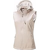 33,000ft Women's Hooded Lightweight Softshell Vest Fleece Lined Windproof Zip Up Sleeveless Jacket for Hiking Golf Running