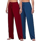 FEQO 2 Pack Women's Lounge Pants Wide Leg Yoga Pants Casual Pajama Bottoms