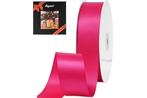 LIUYAXI Hot Pink Stain Ribbon, 1-1/2" X Continuous 50 Yards, Double Faced Fabric Ribbon Perfect for Gift Wrapping Wedding Birthday Party Chair Sash Christmas Hair Floral Craft Sewing