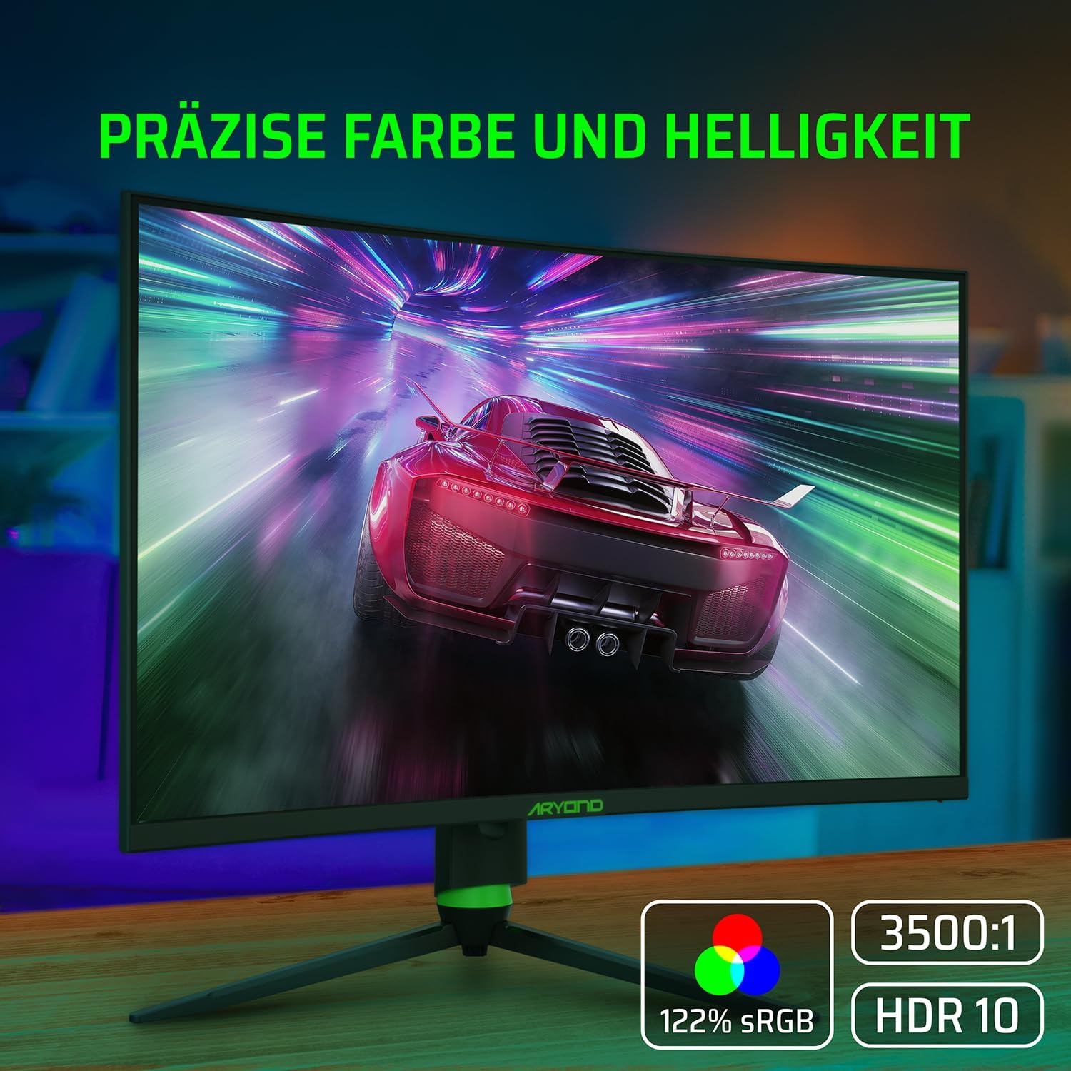 Aryond A32 V2 Curved Gaming Monitor, 32 Zoll(80cm), 180Hz, 1500R, QHD (2560x1440), 1ms, HDR, FreeSync&G-Sync, 122% SRGB, Eye Care, Eingebauter Lautsprecher, HDMI, Display Port, Höhenverstellbar 5