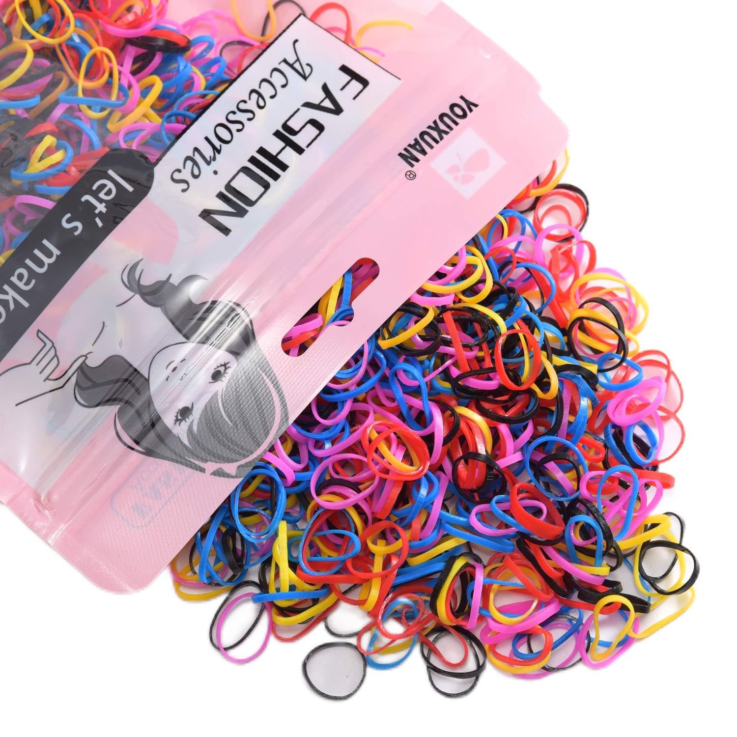 Photo 1 of Youxuan Kids Elastics No Damage Colored Hair Bands Fashion Girls Hair Ties 1000 Count Small Size