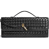 Jumping Deer Woven Clutch Purses for Women, Formal Satchel Leather Evening Bag Shoulder Handbag