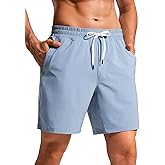CRZ YOGA Mens Swim Trunks 7'' Quick Dry Mesh Lining Athletic Casual Swimwear Shorts with Zipper Pockets