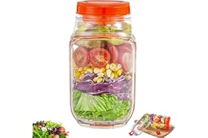 Salad Jar, Durable Salad Jar with Side Opening and Leakproof Seasoning Layer, Portable Salad Jar Container for Lunch, Meal Pr