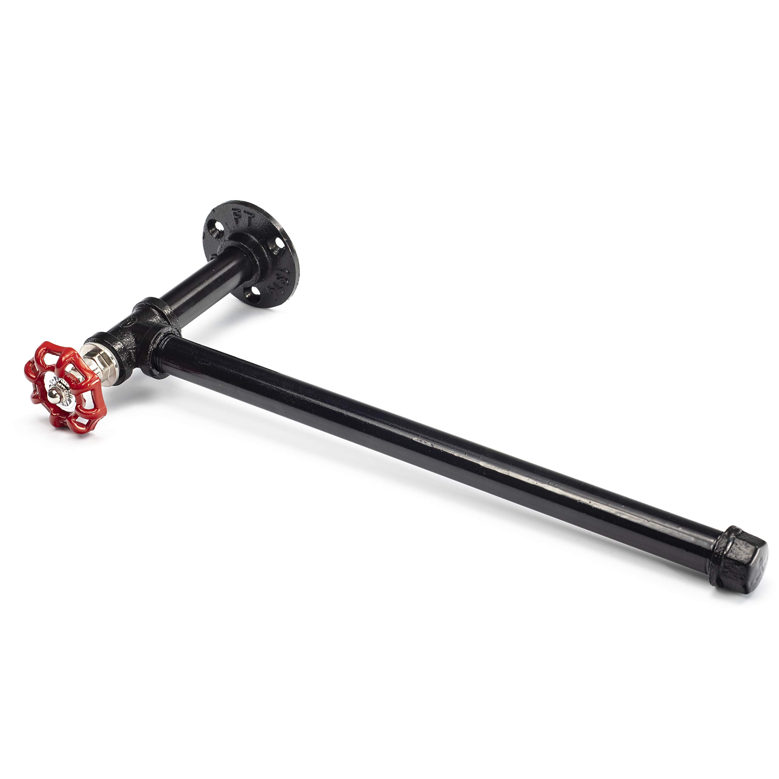 Rustic Industrial Pipe Paper Towel Holder with Wall Mounted Kit, Toilet Bathroom Heavy Duty Steampunk Paper Towel Dispenser, Modern Chic Electroplated Black Iron Finish 14 inches Long