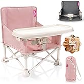 YEFAJUMP Portable Baby Chair, Baby Booster Seat with 2-Pack Seat Covers & Travel Bag for Camping & Baby Beach Chair | Toddler