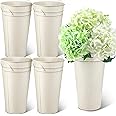 Irenare 12 Inch Vintage Galvanized Flower Bucket Metal Flower Vase Farmhouse French Bucket Planter Metal Floral Container for Party Table Centerpiece Weddings Home(White,4 Pcs)