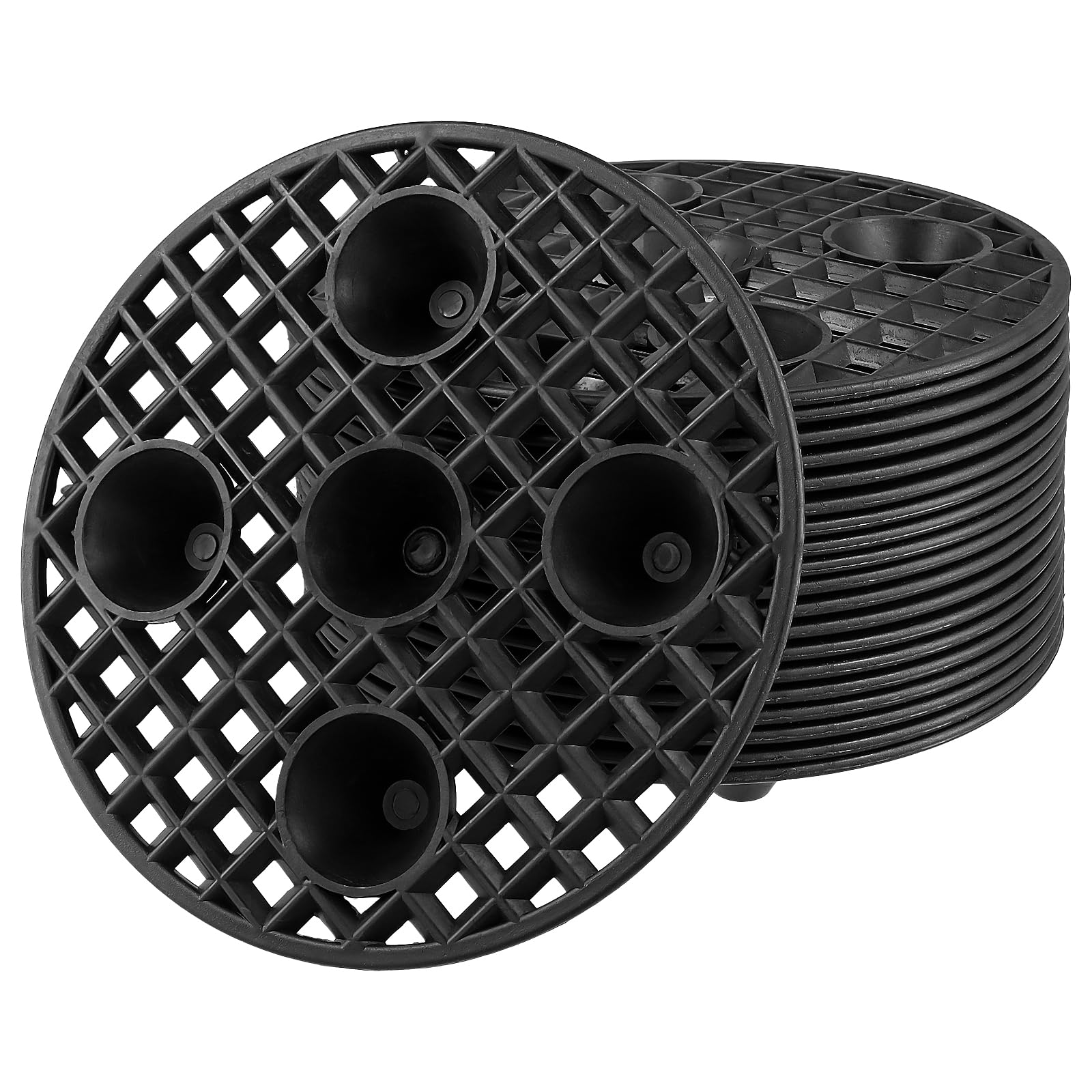 SEUNMUK 20 PCS Black Plant Level Pot Elevator, 20 CM Round Plastic Plant Stand, Flower Pot Holder for Indoor Outdoor Gardens