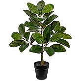 Briful Artificial Magnolia Tree in Black Pot – 26.3in Tall Faux Magnolia Greenery Plant Fake Potted Silk Tree for Home Office