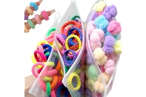 3 Textures 250Pcs Baby Hair Ties, Seamless Cotton Ponytail Holders for Girls Kids Women, Cute Small Soft Hair Bands, Easy Off, BlueZOO No Damage Tiny Hair Scrunchies, Won't Pull Out, 0.8inch Dia.