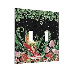 Boho Mushroom Cute Frog Double Toggle Light Switch