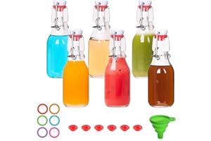 BIGIVACA 6 Pack 4oz Swing Top Glass Bottles, Flip Top Glass Bottles, Beer Brewing Bottle with Airtight Stopper for Fermentati