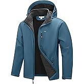 33,000ft Men's Softshell Jacket with Hood Fleece Lined Windbreaker Lightweight Waterproof Jackets for Hiking