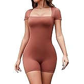 Betaven One Piece Short Jumpsuits for Women Athletic Workout Romper Sexy Hollow Sleeveless Yoga Bodycon