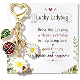 Lady Bug Accessories with Card Ladybug Gifts for Women Ladybug Keychain | Ladybug Accessories for Christmas Ladybugs Keychain with Flower Charms Ladybugs Lovers Birthday Christmas Stocking Stuffers
