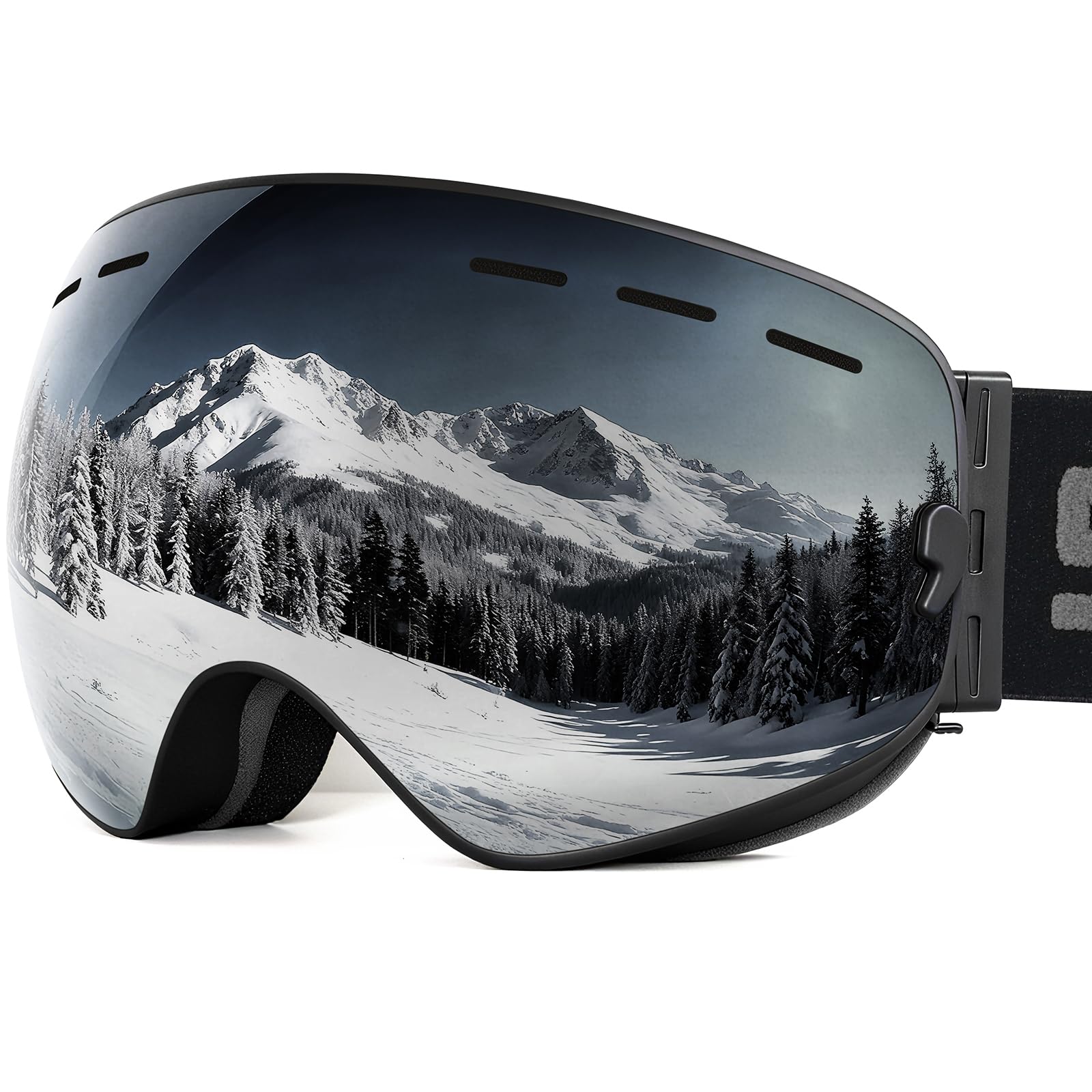 SPOSUNE Ski Goggles Over Glasses with Anti-Fog Spherical Dual Lens,100% UV400 Protection Skiing Snow Snowboard Goggles for Men Women Youth,Helmet Compatible Anti Glare Impact Resistant Windproof