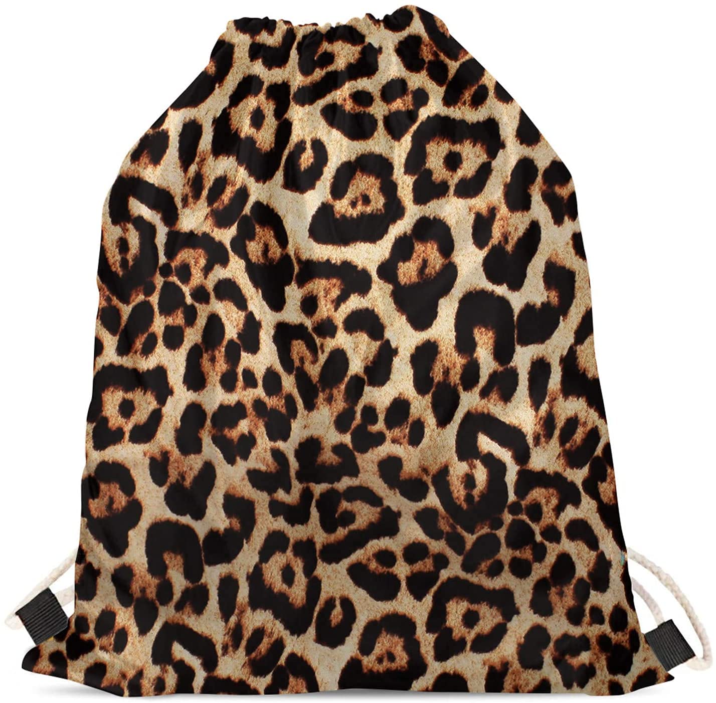 Jeiento Animal Leopard Pattern Drawstring Backpack Bag Sport Gym Sackpack for Women Men Classic Cheetah Pattern