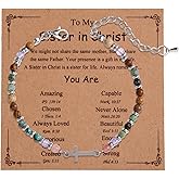 Mikovivi Cross Bracelet for Women, Cross Bead Turquoise Bracelet with Card Costume Jewelry Accessories Christian Gifts Fit Women