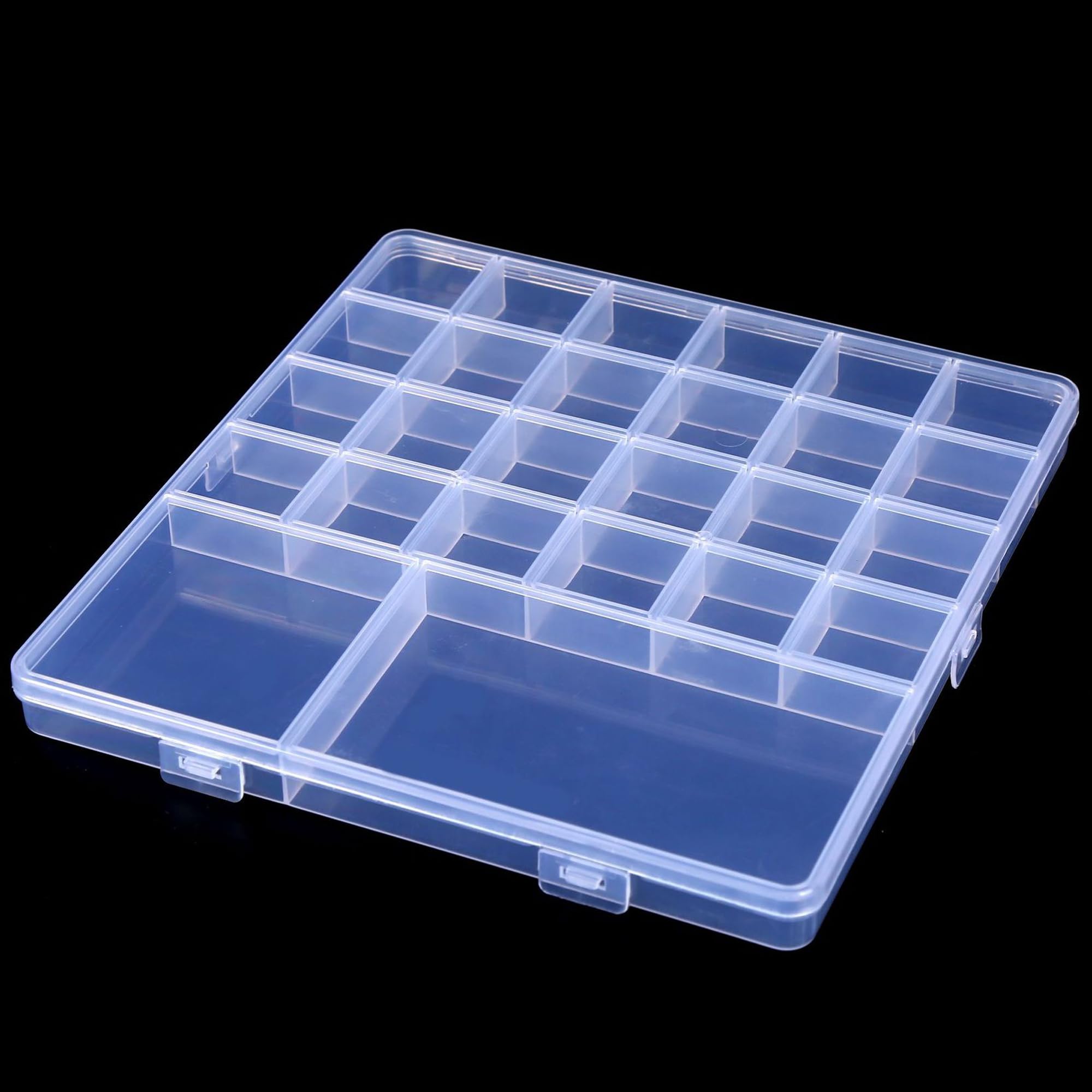 HAOBIN Plastic Sorting Box, Clear Sorting Boxes, Transparent Sorting Box, Assortment Box, Plastic with Lid, Jewellery Box, 26 Grids, for Storing Screws, Earrings, Beads