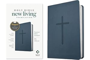 NLT Premium Value Compact Bible, Filament Enabled (LeatherLike, Navy Cross)