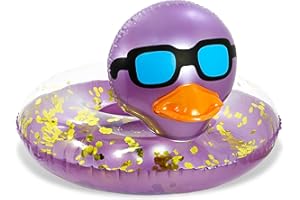 POZA Inflatable Duck Pool Float Tube- Heavy Duty Vinyl UV Resistant Confetti Pool Duck Floatie, Animal Pool Float Swim Ring Pool Inflatables for Kids and Adults for Beach, Party, Vacation