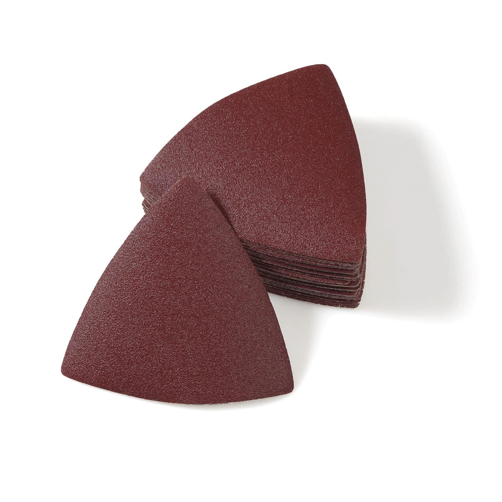 LEONTOOL 30 Pcs 3-1/8 Inch (80mm) Triangular Hook & Loop Oscillating Multitool Sanding Pads Triangle Sanding Pads 120 Grit No Hole Triangle Sandpaper Detail Sander Sandpaper for Wood Metal Polishing
