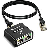 CableGeeker Ethernet Splitter 1 to 2 High Speed 1000Mbps, Gigabit RJ45 Internet Splitter with USB Power Cable, Network LAN Ad