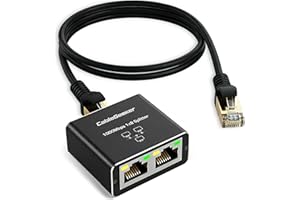 CableGeeker Ethernet Splitter 1 to 2 High Speed 1000Mbps, Gigabit RJ45 Internet Splitter with USB Power Cable, Network LAN Ad