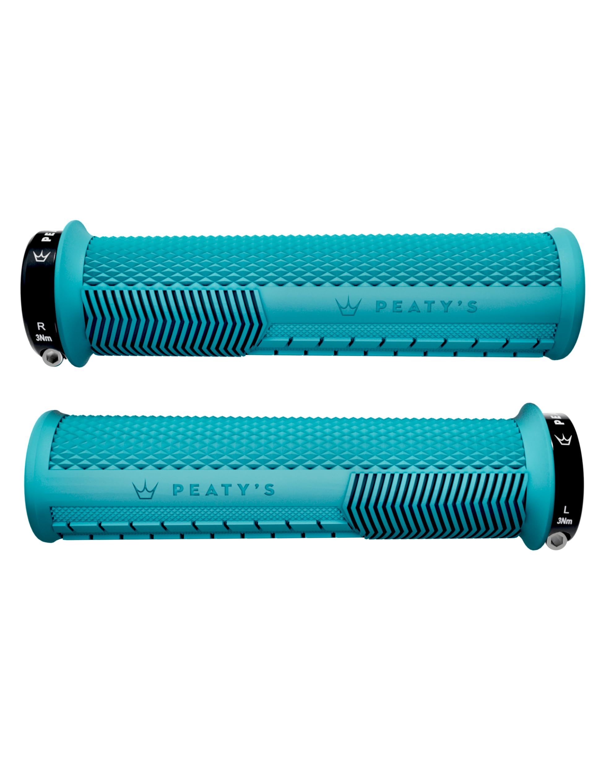 Peaty's Monarch Grips - Knurl Bike Grips, Ergonomic Handlebar Grip for Precision Control, Supportive Thumb Pad & Finger Bars, Durable BMX, Ebike & Mountain Bike Grip - Thin 30-32mm, Blue