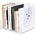 CiWiVOKi Vertical File Holder, Clear PET Desk Organizer and Storage Bins Holding for Magazines, Binders, Notebooks, Envelopes, Multi-purpose Plastic Document Organizer for Home Office, 4 pack