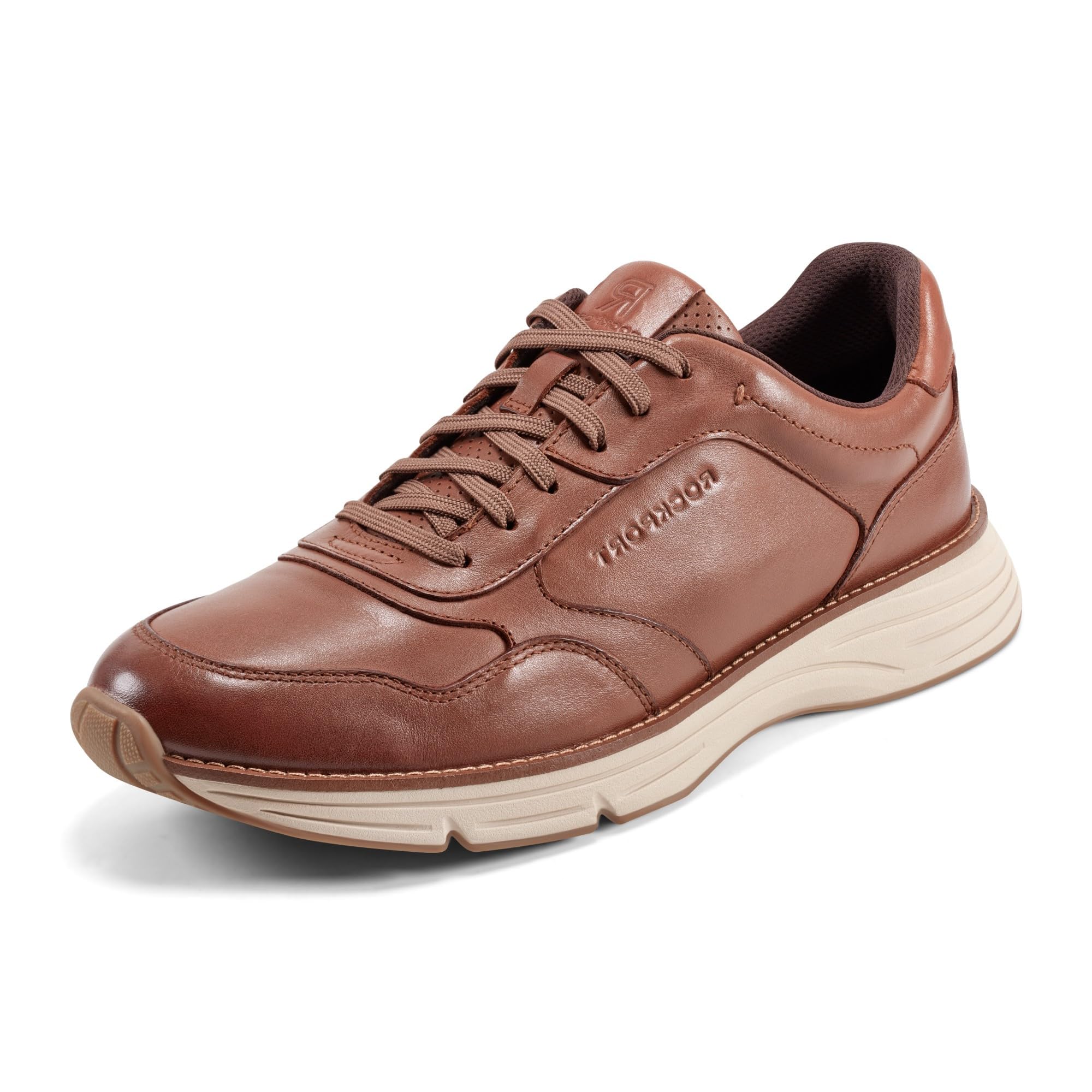 Rockport Men’s Weston Sneaker, Medium Natural Leather, 11