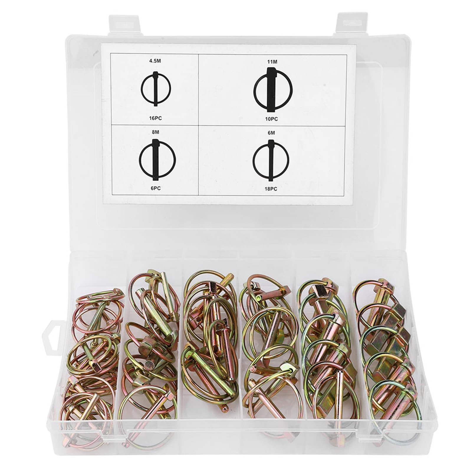 EVTSCAN 50pcs Lynch Pin Assortment Kit Steel Annular Safety Pin for Farm Tractor Trailer