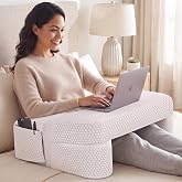 Septsun Foldable Lap Desk Pillow - Armrest, Laptop Cushion for Couch &amp; Bed | Innovative Wide Large Soft Foam Lap Desk in Cloud for 13-17" Laptop; Adaptive Legroom, Armrest Support, Mouse Fabric, Pocket