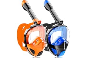 Ezire Full Face Snorkel Mask for Adults Teen, Snorkeling Gear with Detachable Camera Mount,Panoramic 180° View, Anti-Fog Anti-Leak Snorkling Set for Man and Women