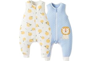 Duomiaomiao 2 Pack 1.0 TOG Super Breathable Toddler Sleep Sack 36-48 Months 100% Cotton Four Season Sleep Sack with Feet