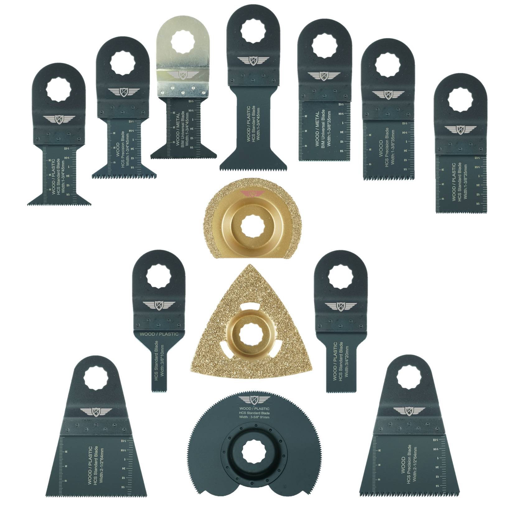 14 x TopsTools WXK14 Mix Blades Compatible with Worx Sonicrafter, Worx 250W, Erbauer Multitool Multi Tool Accessories