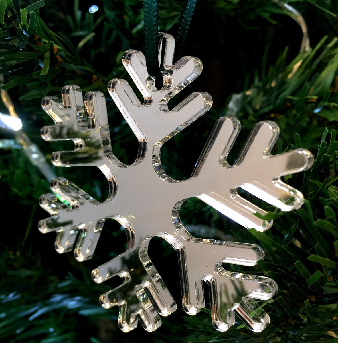 Super Cool Creations Snowflake Ice Mirrored Christmas Tree Decorations - Pack of 10