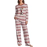 Seizesoul Womens Valentines Pajamas Set 2-Piece Long Sleeve Sleepwear Leopard Heart Printed Lounge Sets