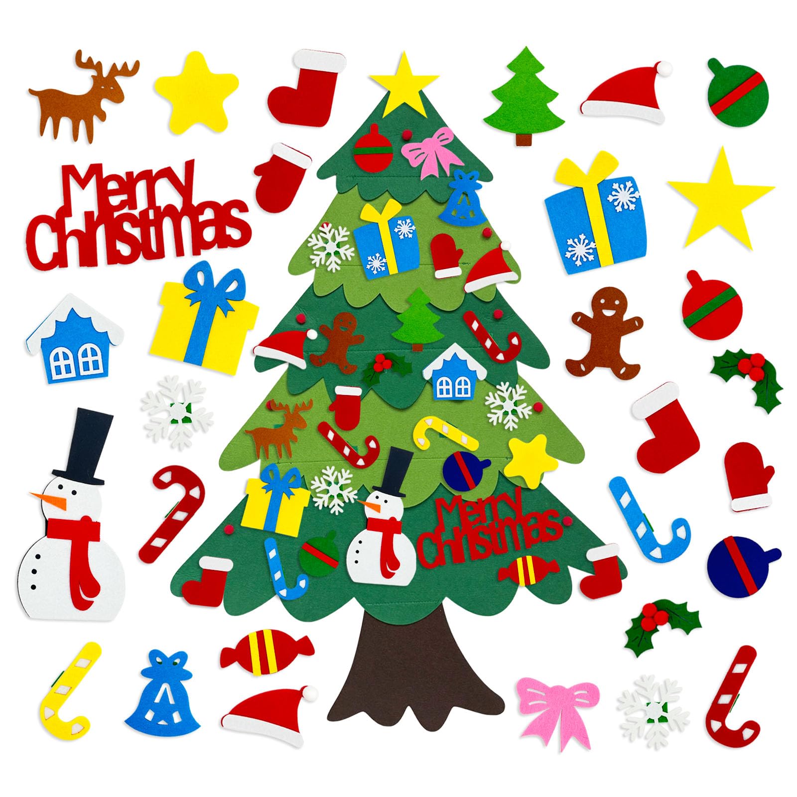 Photo 1 of *****2 PACK***
DIY Felt Christmas Tree with 64PCS Ornaments, 3.2 Feet Montessori Felt Christmas Tree, Xmas New Year Door Wall Window Hanging Craft Decorations, Xmas Party Favors