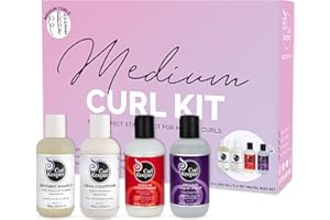Curl Keeper Medium Curl Starter Kit for Curly Hair - Travel Size Set Includes Original Liquid Styler, Treatment Shampoo, Crea