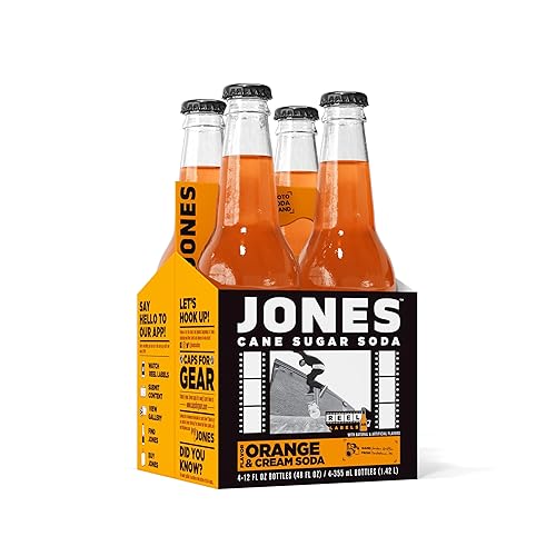 Four(4) Bottles Jones Soda Co. Orange Cream Soda Flavor 100 Cane