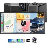 11.5" Extra Large Wireless Apple CarPlay Screen for Car, 4K Portable Car Play Screen &amp; Android Auto HD Touch Screen, Dash Cam Front and Rear, App Control, Mirror Link, Voice Control