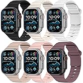 6 Pack Sport Bands for Apple Watch Ultra/3/2 Band 49mm 46mm 45mm 44mm 42mm 41mm 40mm 38mm iWatch Bands for Men Women,Waterproof Silicone Strap Wristband for Apple Watch Series 11 10 9 8 7 6 5 4 SE 3/2