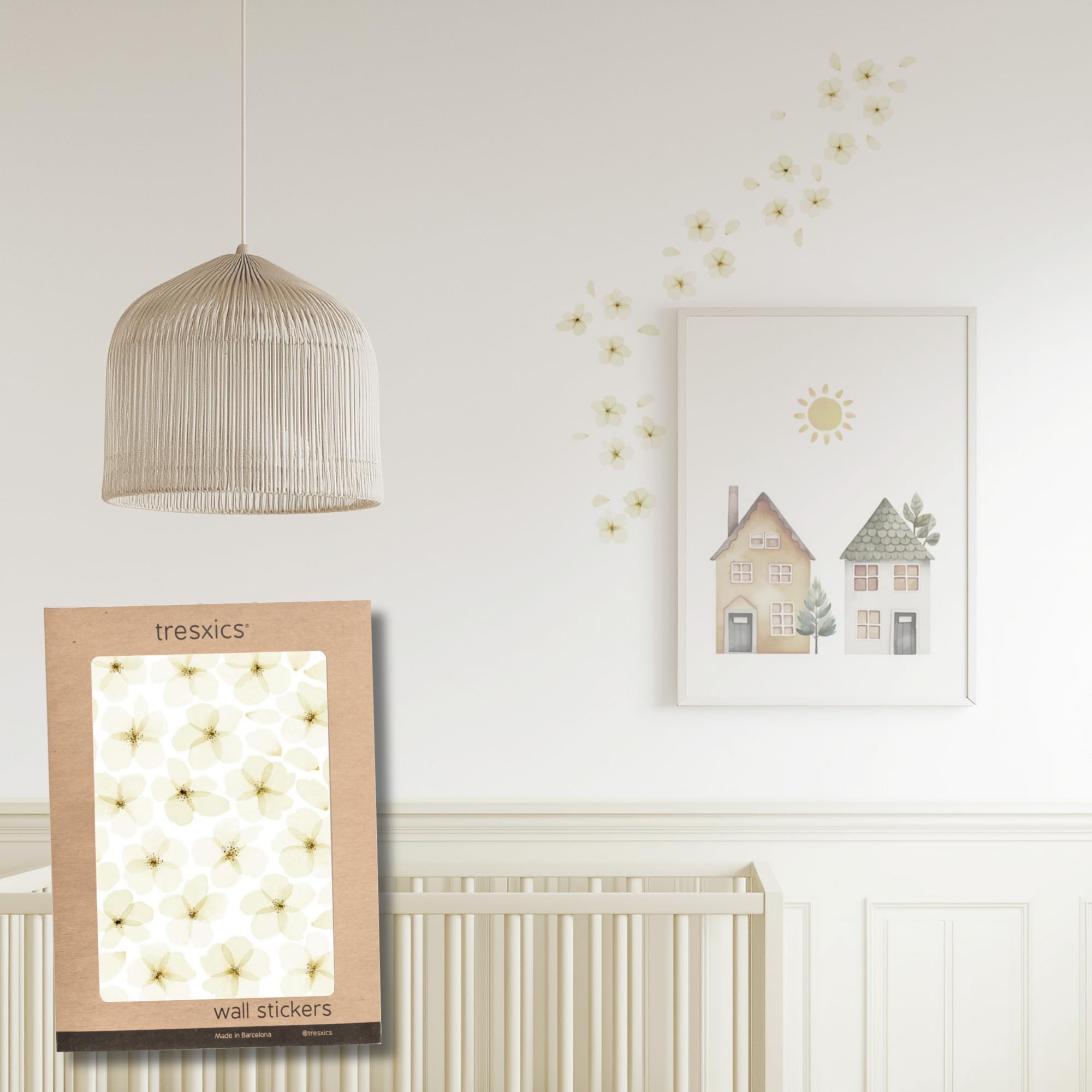 Decorative Wall Stickers | Watercolor Flowers Wall Sticker | Wallpaper Effect | Decorative Detail | 18 Flowers and 15 Petals | TRESXICS (Yellow)