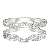 Wuziwen Women 925 Sterling Silver Twisting Infinity Guard Enhancer for Engagement Rings Wedding Band CZ