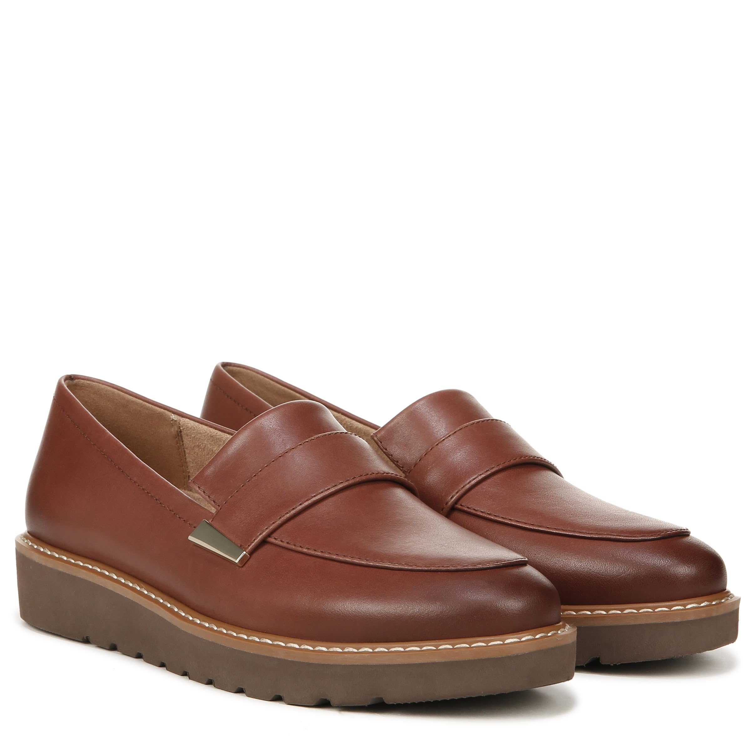 Naturalizer Womens Adiline Slip On Lightweight Loafer Cappuccino Brown Leather 8 N