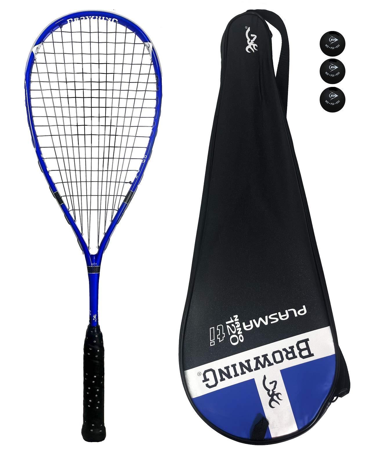 Browning Plasma Nano Squash Racket Series (Various Options Available) (Nano 120 Blue + Balls)