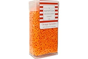 Bright Orange Sprinkles Jimmies 2 oz, Sprinkles For Cake Decorating, Baking, Ice Cream & More, The Hampton Candy Company