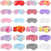 Xuhal 24 Pcs Spa Party Favors Sleepover Party Supplies for Women Soft Makeup Headband for Washing Face Sleep Eye Mask Bow Hair Bands for Slumber Birthday Favors(Solid Color and Tie Dyed)