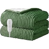 Texciting Heated Blanket Electric Blanket Throw 50”X60”-Heating Throw with 5 Heat Settings-3 Hours Auto Off,ETL Certified,Machine Washable (Emerald Green)